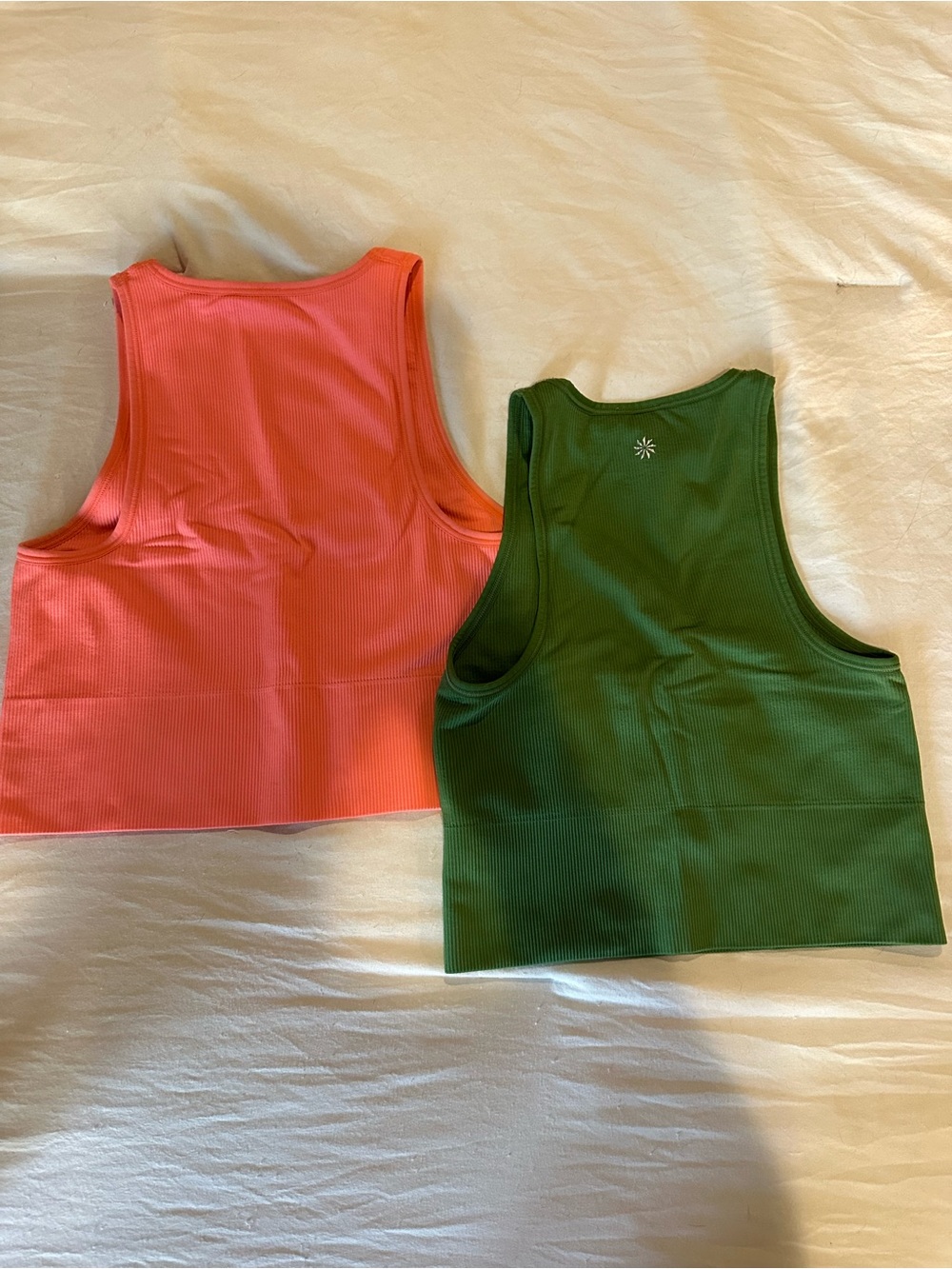 Athleta Women’s Ribbed Tank Crop Top - Green and Coral